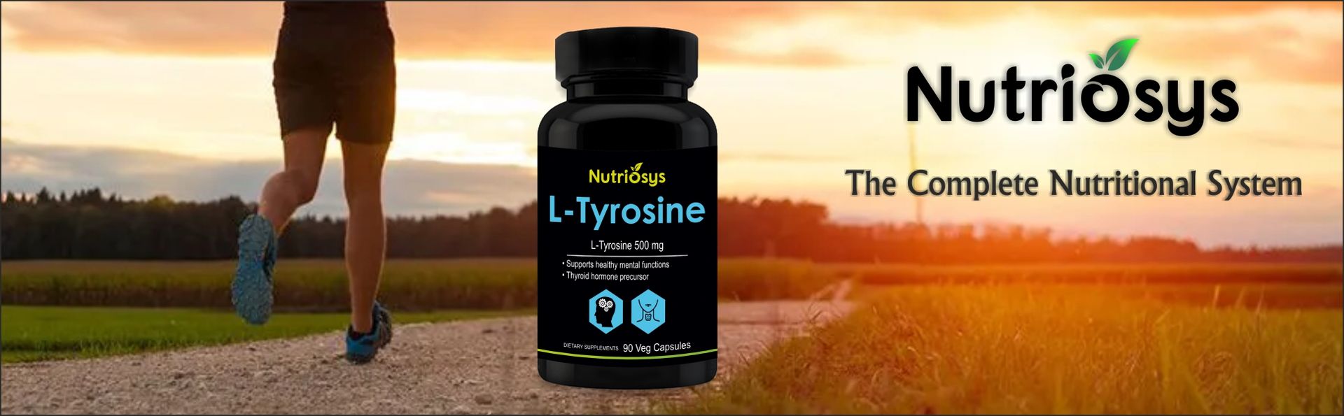 Nutriosys L-Tyrosine 500mg Supports Cognitive Health & Brain Function, Essential For Thyroid Functions - 90 Veg Capsules