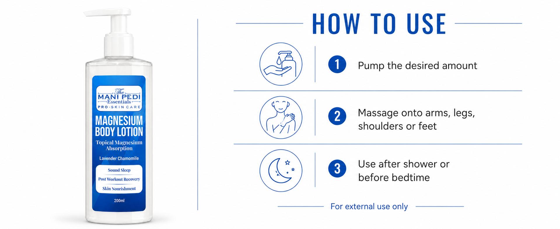 TMPE Magnesium Body Lotion. Transdermal Magnesium Supplement for Sound Sleep & Post Workout Muscle Recovery. Spasms, Cramps Recovery & Skin Nourishment - 200ml