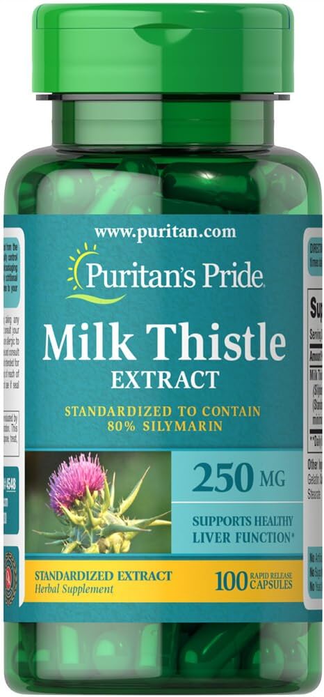Puritans Pride Milk Thistle Standardized 250 Mg Silymarin Capsules, 100 Count 2