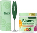 Bloom Nutrition Superfood Greens Powder, Digestive Enzymes with Probiotics and Prebiotics, Gut Health, Bloating Relief, Orange Passionfruit + Milk Frother High Powered Hand Mixer 2