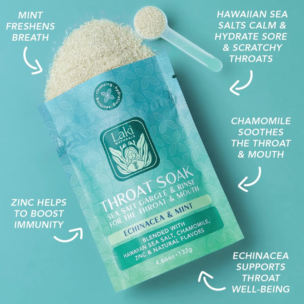 Laki Naturals Throat Soak Pouch of Echinacea & Mint with Scoop 5