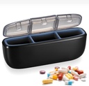 3 Compartment Waterproof Travel Pill Organizer, Portable Pill Box for Outdoor Travel Camping, Holder for Vitamins, Pills, Fish Oil, Supplements, Supplements (Black) 2
