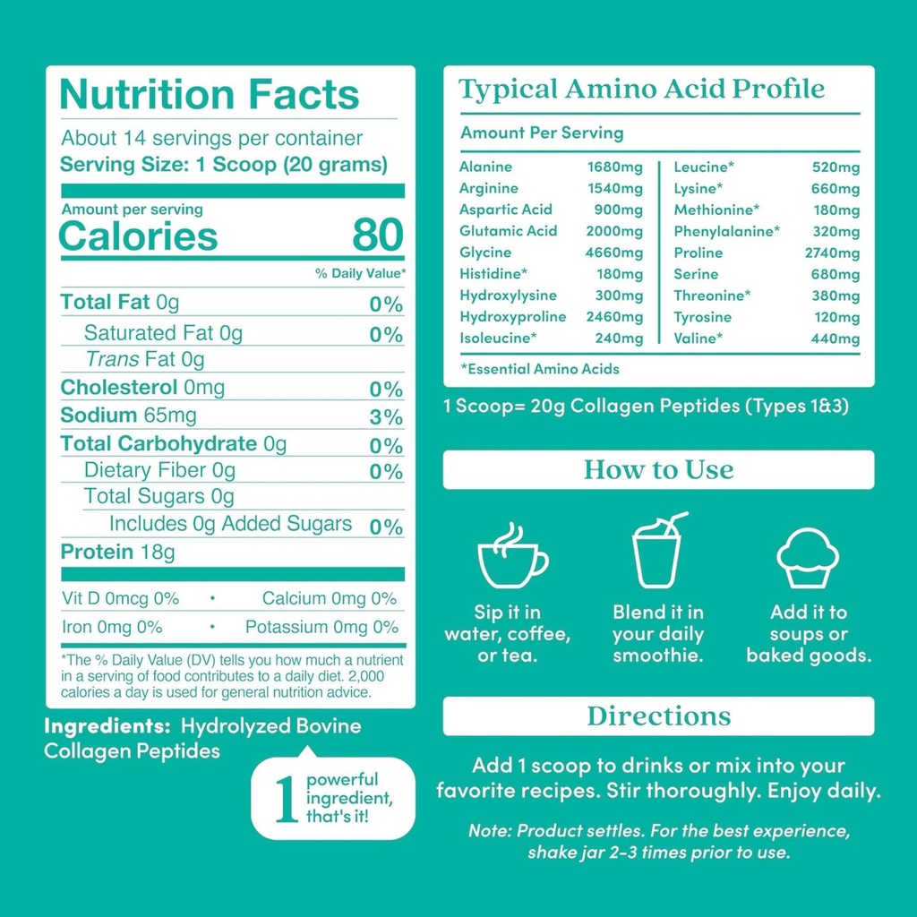 Further Food Unflavored Collagen Peptides Powder, Grass-Fed Pasture-Raised Hydrolyzed Type 1 & 3 Protein, Gut Health + Joint, Hair, Skin, Nails, Paleo Keto Sugar-Free 9.88 oz 3