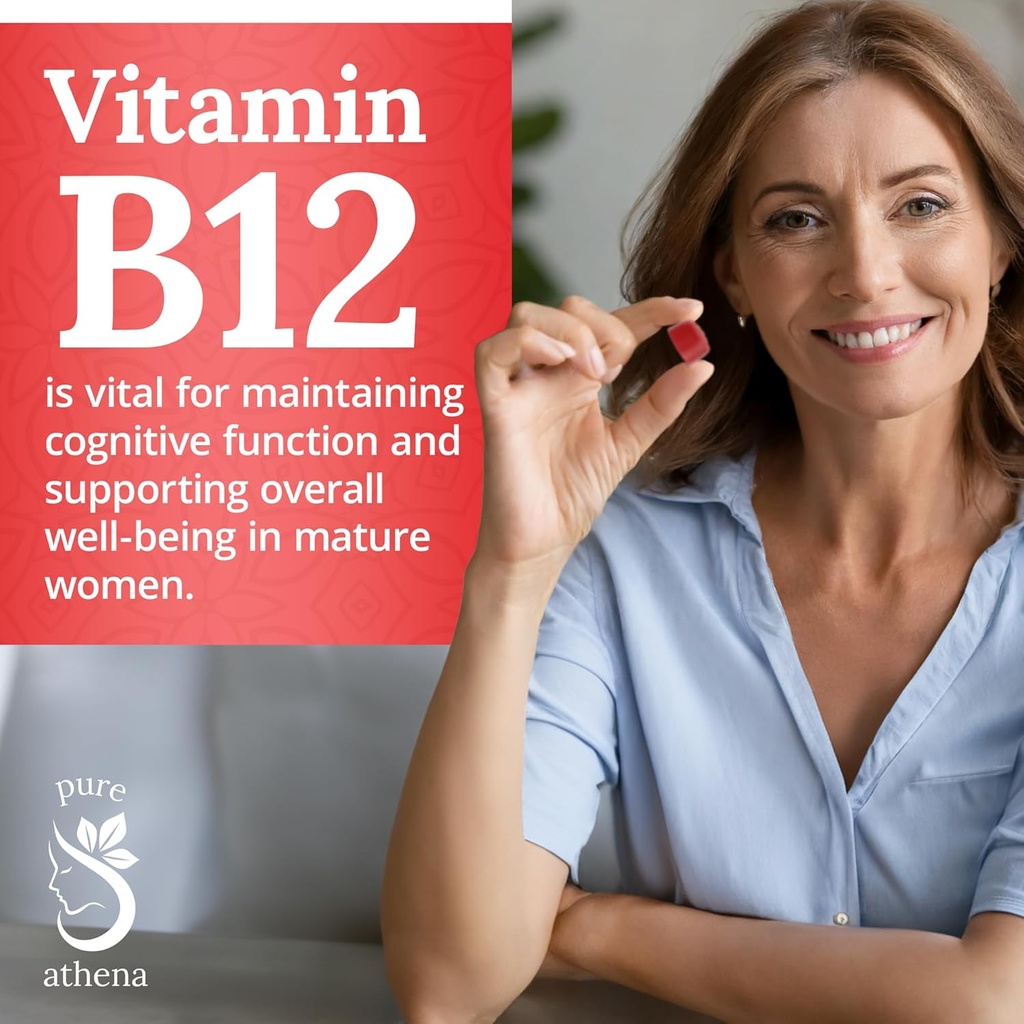 Vitamin B12 Gummy Energy Vitamins - Vitamin B12 Gummies for Adults 1000mcg W/Sodium - Energy Gummies That Support Bone Health W/Immune Support - 60 Raspberry Flavored Gummies 6