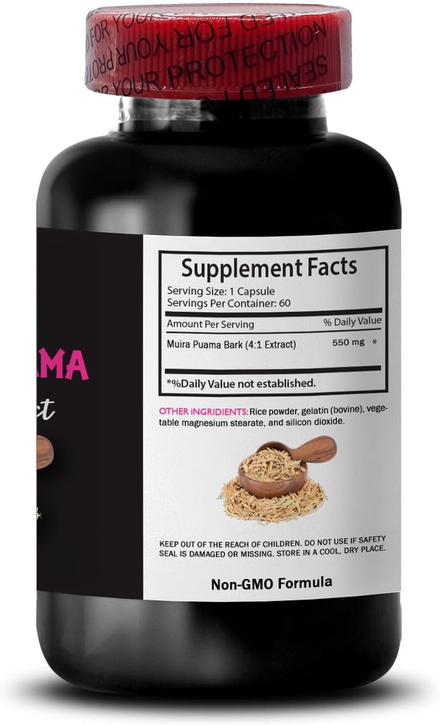 Boost Formula - Muira PUAMA BARK Extract - Natural Resilience, Energy Source, Herbal Awakening, Plant-Driven Power, Energizing Blend, Performance Enhancement, Botanical Lift 3 Bottles 180 Capsules 5