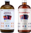 LIQUIDHEALTH Calcium and Magnesium & Neurologic Nootropic Liquid Vitamin Supplements Bundle for Adults - Support Bone & Tissue Health, Improve Memory, Focus & Concentration - Vegan, Non-GMO, USA Made 2