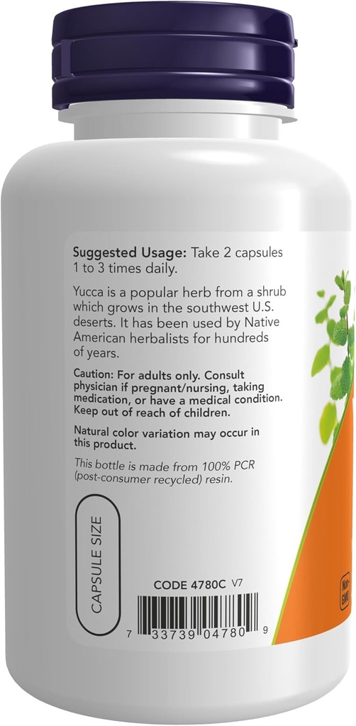NOW Supplements, Yucca (Yucca spp.) 500 mg, 4:1 Concentrate, Herbal Supplement, 100 Capsules (Pack of 4) 4