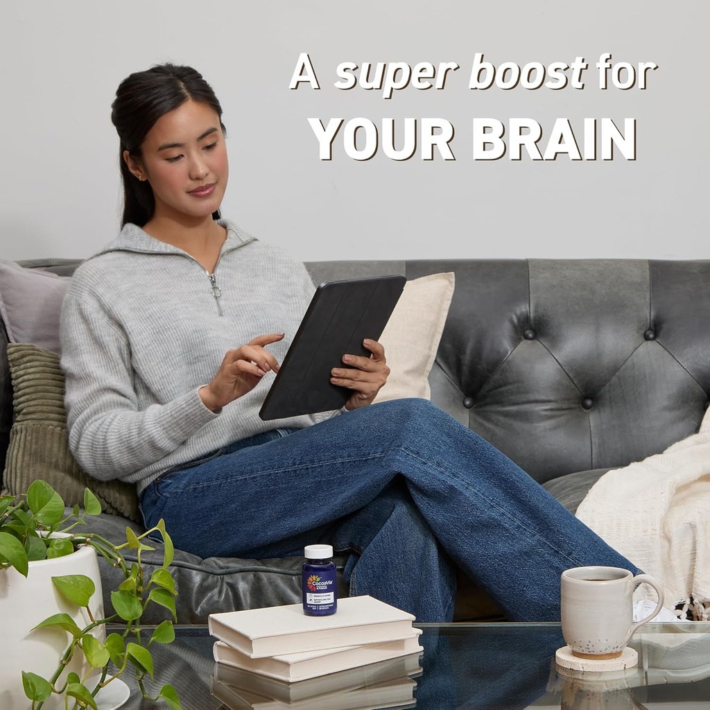 CocoaVia Memory & Focus Brain Supplement, 90 Day, Cocoa Flavanol Blend, Lutein, Added Caffeine for Boost. Improve Cognitive Function, Attention, Vegan & Plant Based, 90 Capsules 6