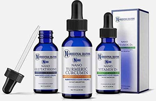 Nano Whole Body Health Package, Doctor curated Combination of Products for Your Optimum Health and Benefit. Includes: Nano Glutathione, Nano Vitamin D3+K2 & Nano Turmeric Curcumin. 2