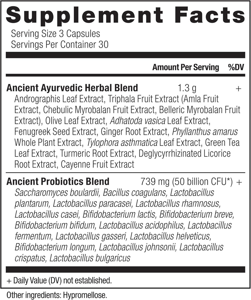 Ancient Nutrition Probiotics for Immune Support, Promotes Healthy Immune System, Reduces Diarrhea, Constipation, Gas and Bloating, Ancient Superfoods Blend, 50 Billion CFUs*/Serving, 90 Capsules 3