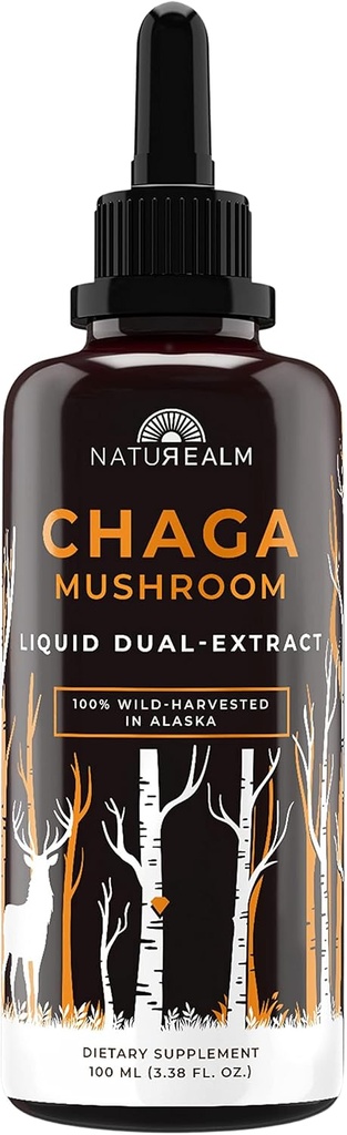 Naturealm Chaga Mushroom Liquid Tincture Supplement – Immune Support, Antioxidant Boost & Hair, Skin, Nail Health, Vegan, Non-GMO – Wild-Harvested Fruiting Bodies, 1 Month Supply 2
