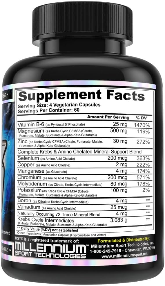 MST ZMK Nighttime, Multi Mineral Supplements, Zinc, Magnesium, Trace Minerals, ATP BSCG Certified, 240 V Capsules Millennium Sport Technologies 4