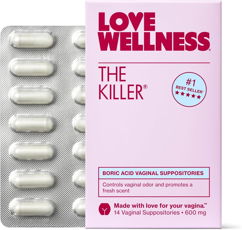 Love Wellness The Killer | Boric Acid Vaginal Suppositories | Balances pH & Supports Odor Control, a Healthy Vaginal Balance and Environment | Fast-Acting & Fragrance-Free | Gentle & Effective | 14 Ct 2