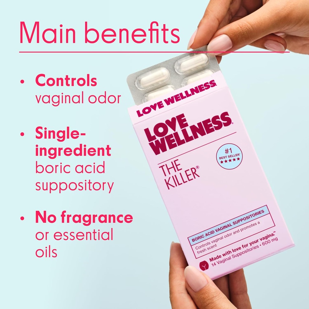 Love Wellness The Killer | Boric Acid Vaginal Suppositories | Balances pH & Supports Odor Control, a Healthy Vaginal Balance and Environment | Fast-Acting & Fragrance-Free | Gentle & Effective | 14 Ct 3