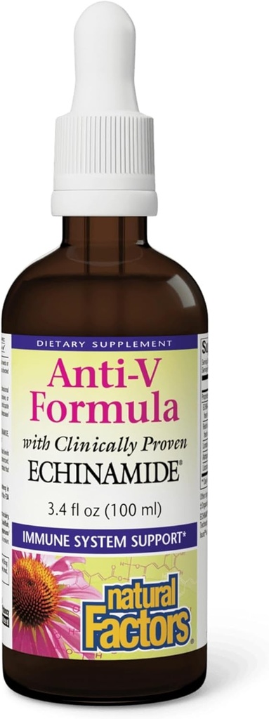 Natural Factors, Anti-V Liquid Formula, Echinacea Supplement for Immune and Wellness Support, Organic, Non-GMO, 3.4 oz (100 servings) 2