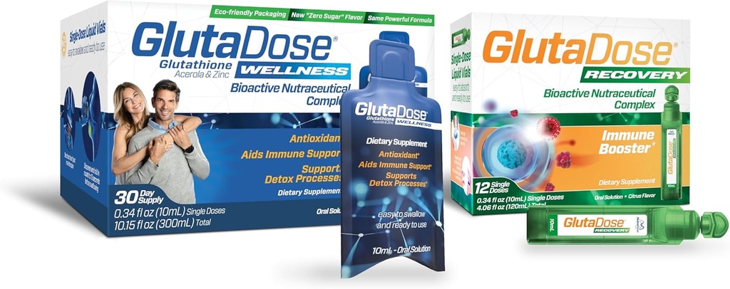 GlutaDose Ultimate Immune Boost & Daily Detox Bundle, Cold & Flu Recovery, Immune & Energy Support, Glutathione, Astragalus, Echinacea, Acerola (1,000 mg Blend), Selenium, Zinc, Liquid Supplements 2