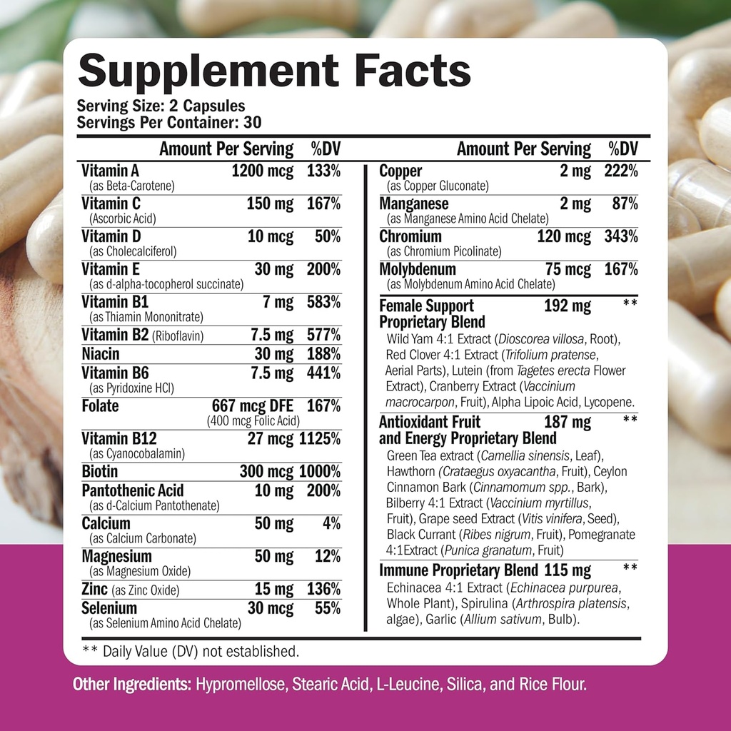 Women's Multivitamin + Turmeric Saffron Cinnamon & Cardamom Bundle. Women's Vitamins & Minerals Formula for Immune and Joint Support, Inflammatory Response. 3