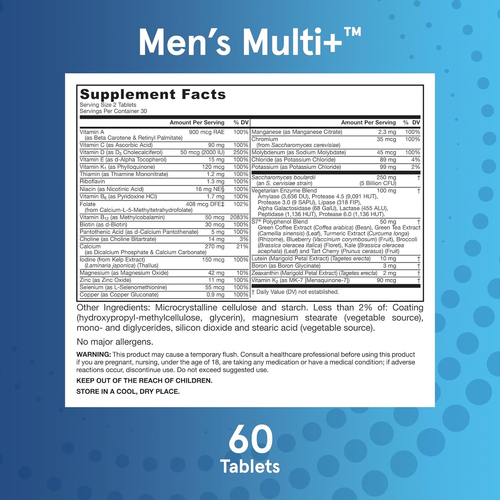 Jarrow Formulas Men's Multi+ Multivitamins, Multivitamin for Men, 60 Tablets, 30 Day Supply 6