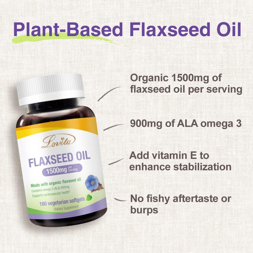 Lovita Flaxseed Oil & Vitamin C Nutrients Bundle. Dietary Supplement Supports Better Nutrition & Overall Well-Being 3