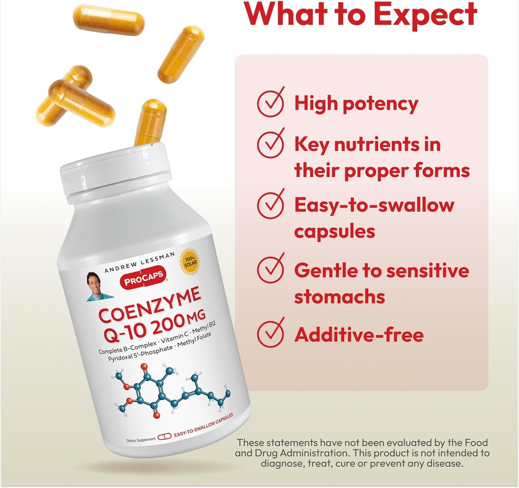 ANDREW LESSMAN Coenzyme Q-10 100 mg 180 Capsules - Essential for Energy Production and Optimum Key Organ Function, Anti-Oxidant Support, Depleted by Aging, Plus B-Complex. Easy to Swallow Capsules 5