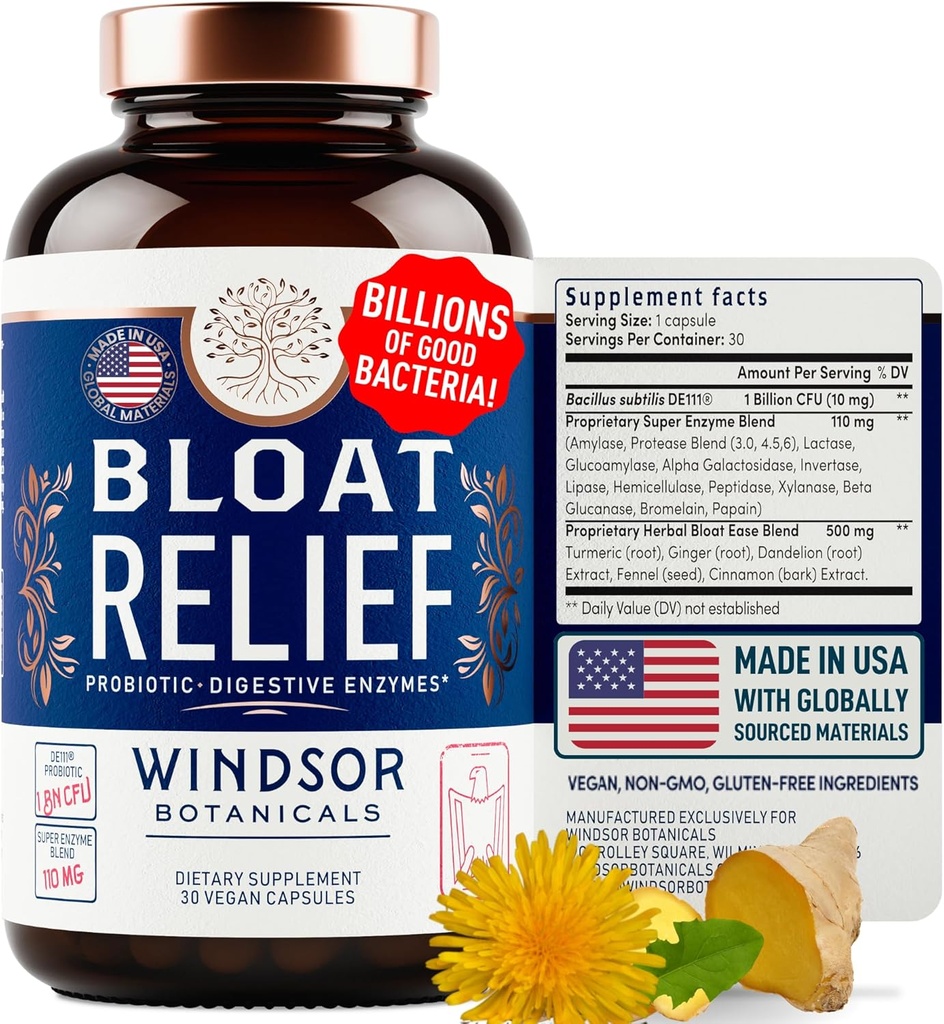 WINDSOR BOTANICALS Menopause Supplements and Bloat Relief Probiotic - Female Helath Bundle 3