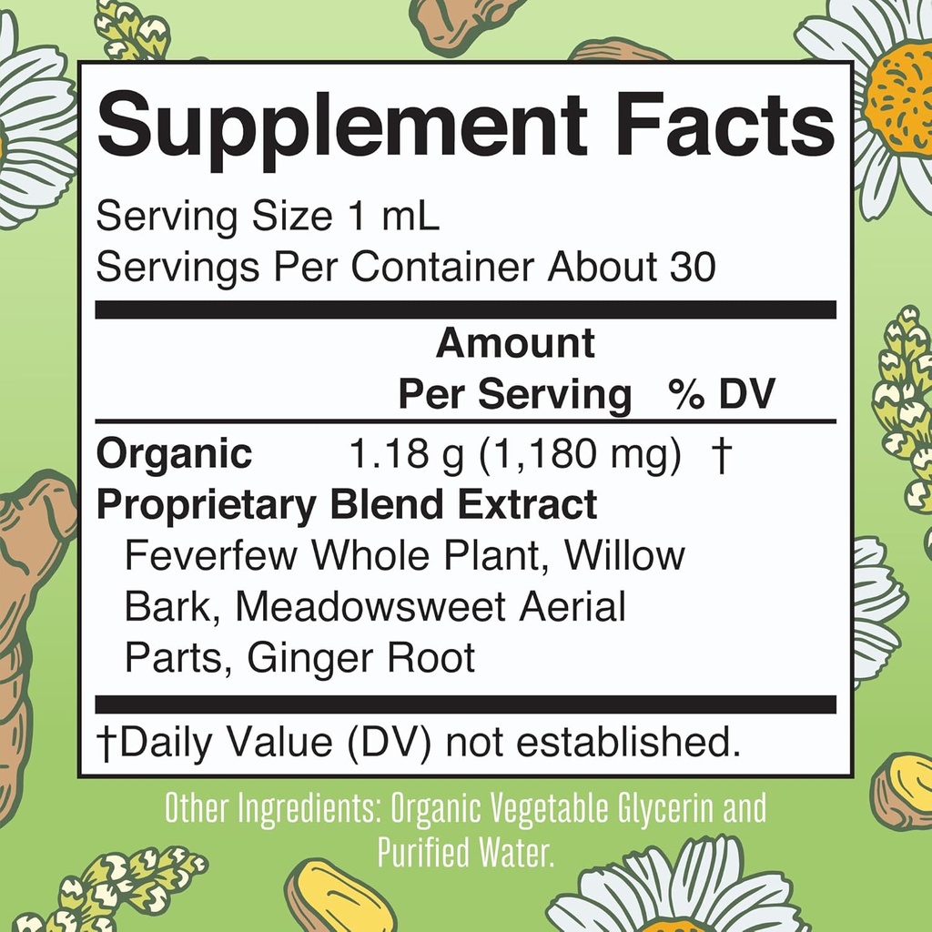 USDA Organic Head Comfort Liquid Extract Herbal Blend by MaryRuth's | Ginger Root | Willow Bark | Feverfew Whole Plant | Meadowsweet |Traditional Herbs | Non-GMO | Vegan | Gluten Free | 1 Fl Oz 5