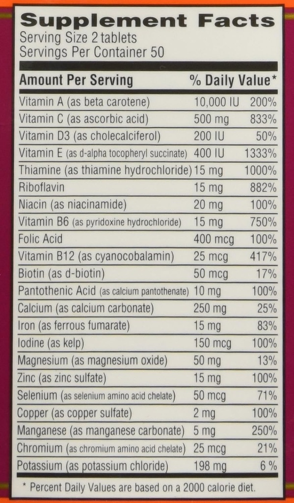 Trader Joe's Multi Vitamin & Mineral Antioxidant 100 Tablets 3