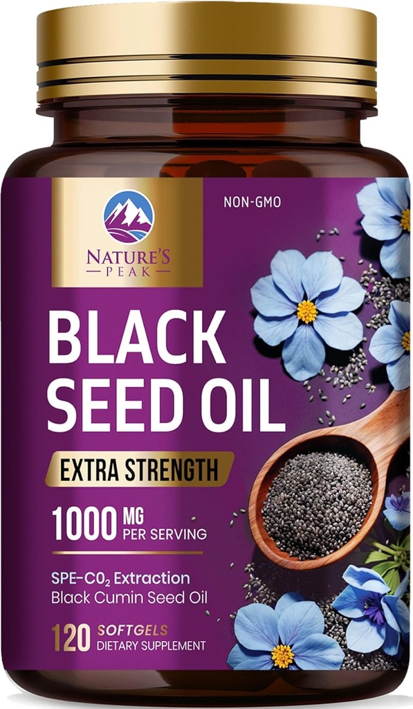 Black Seed Oil 1000mg - Premium Extra Strength Nigella Sativa Blackseed Oil - Black Seed Oil Skin, Digestive Health & Immune Support - Non-GMO Antioxidant, Gluten Free Supplement - 120 Softgels 2