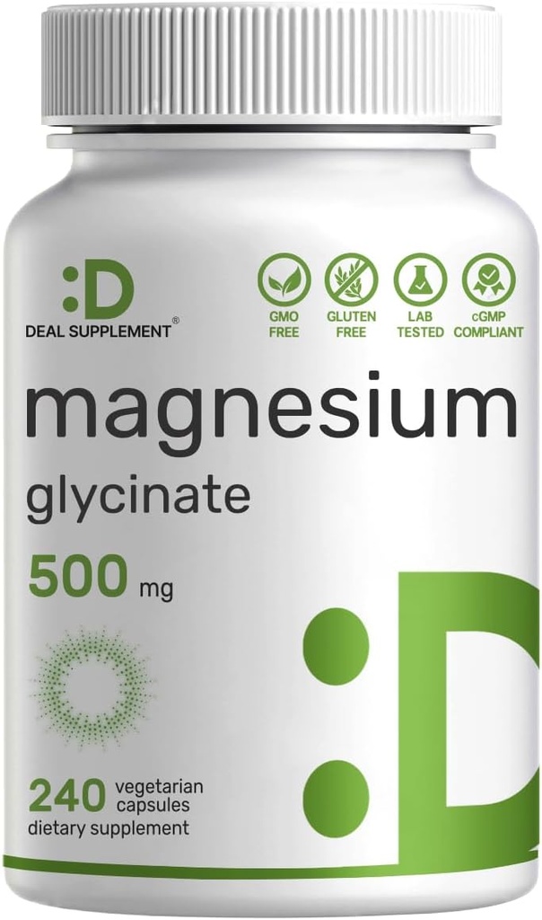 Deal Supplement Magnesium Glycinate 500mg Veggie Capsules & Berberine Supplement with Yohimbine Bundle – Easily Absorbed Chelated Mineral – High Absorption Hydrochloride HCl Forms 3