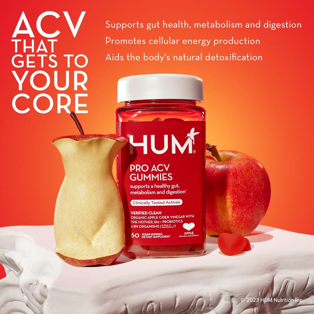 HUM Gut Health Bundle, Daily Cleanse, Flatter Me Digestive Enzymes & Pro Apple Cider Vinegar Gummies with Probiotics for Digestive Health, Probiotics, Vitamin B12, ACV, 3-Step Wellness Support Pack 4