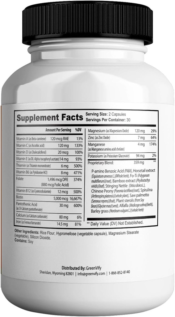 Reviva Glow Max - Hair, Skin & Nails Support Supplement | Biotin, Calcium, Magnesium, Folate & Herbal Blend | Premium Formula | 60 Capsules, Vegan & Gluten-Free 3