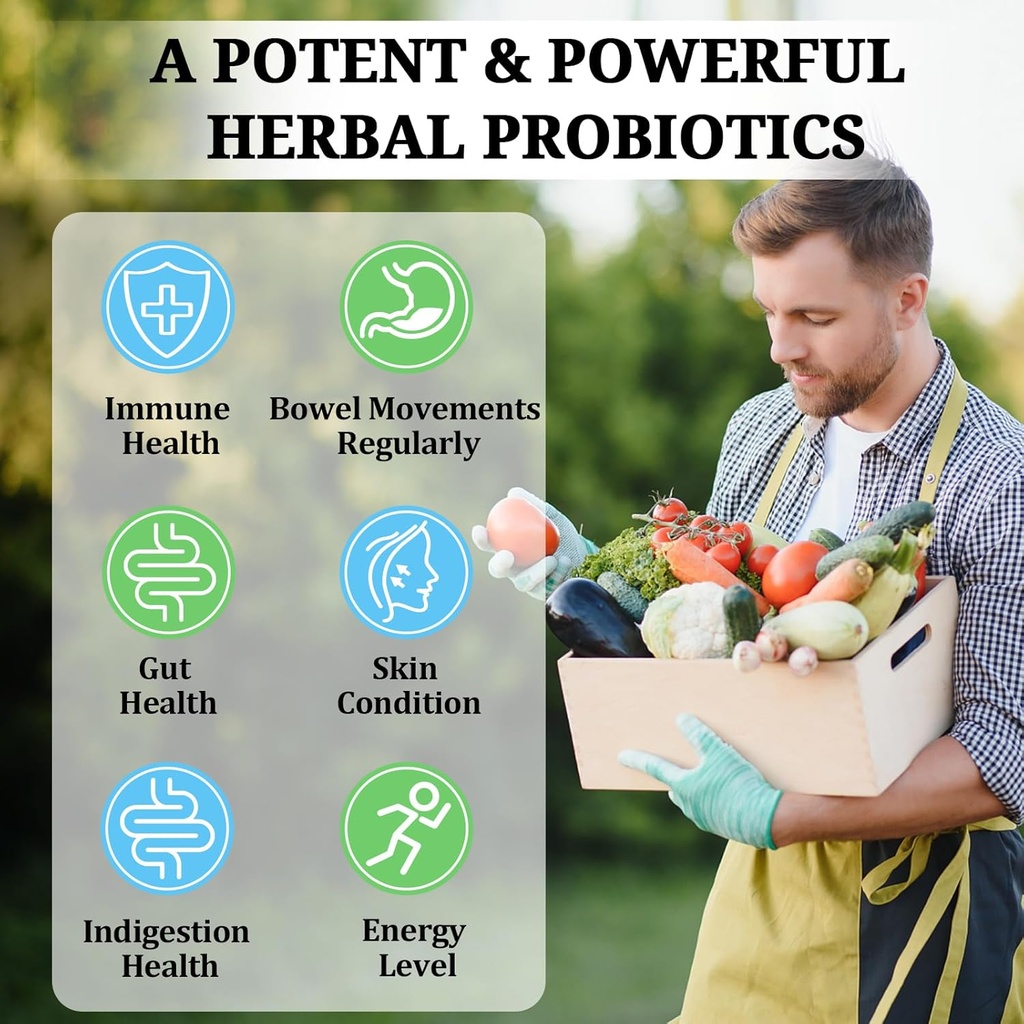 Probiotics for Women and Men, 300 Billion CFU, 24 Strains Probiotics with 15 Organic Herbs probiotics Blend, Probiotic Supplement for Digestive Gut Immune & Whole-Body Health -6 Month Supply 6