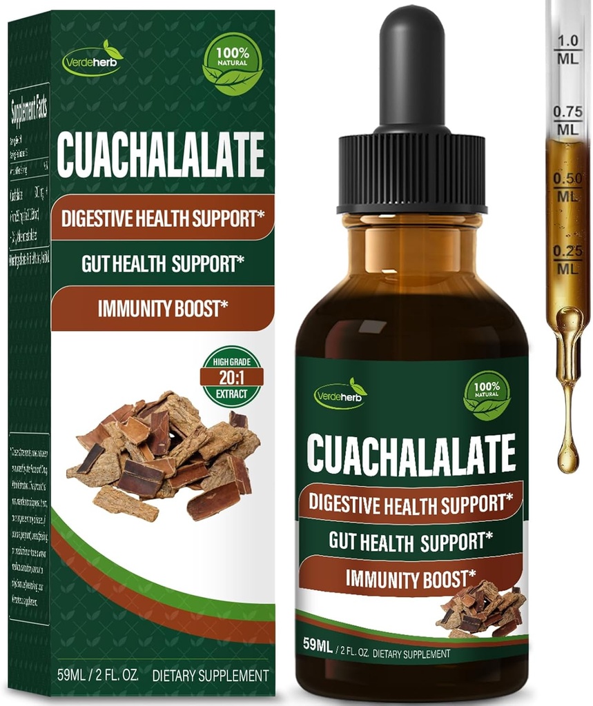 Cuachalalate Drops Support Digestive Health, Stomach Ulcer, Gut Health & Immunity Boost, Herbal Extract from Cuachalalate Bark (Cuachalalate Corteza). 2oz 2
