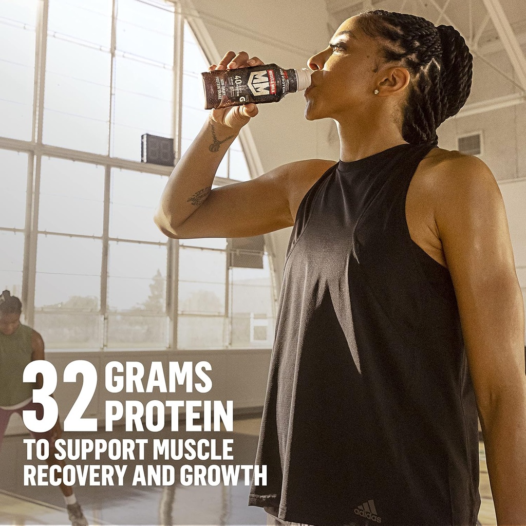 Muscle Milk Pro Advanced Nutrition Protein Shake, Knockout Chocolate, 11.16 Fl Oz (Pack of 12), 32g Protein, 1g Sugar, 16 Vitamins & Minerals, 5g Fiber, Workout Recovery, Energizing Snack, Packaging May Vary 5