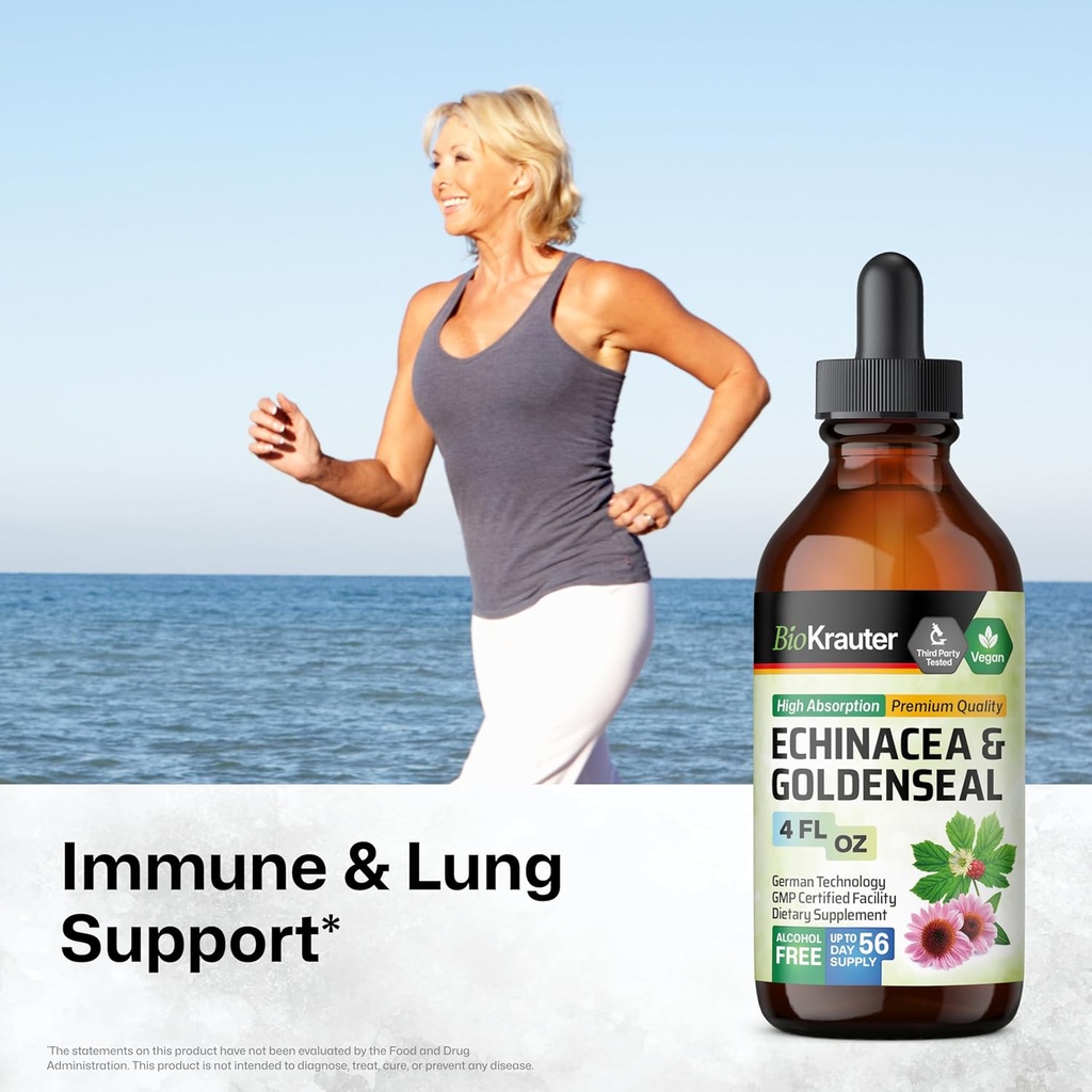 BIO KRAUTER Echinacea with Goldenseal Tincture 4 Fl. Oz. & Olive Leaf Tincture 4 Fl. Oz. 3