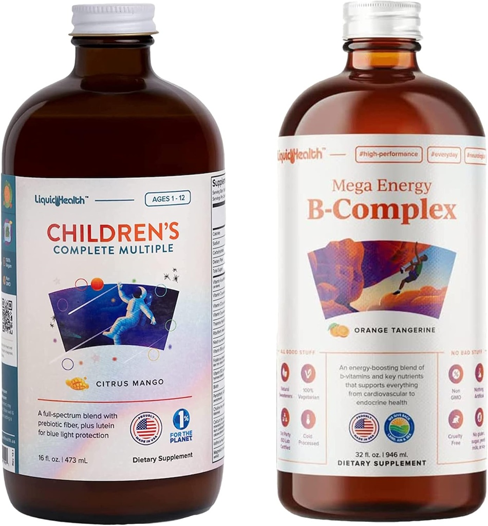 LIQUIDHEALTH Liquid Multivitamin for Kids Children and B Complex Liquid Super Energy Boost B Vitamins Supplements 2