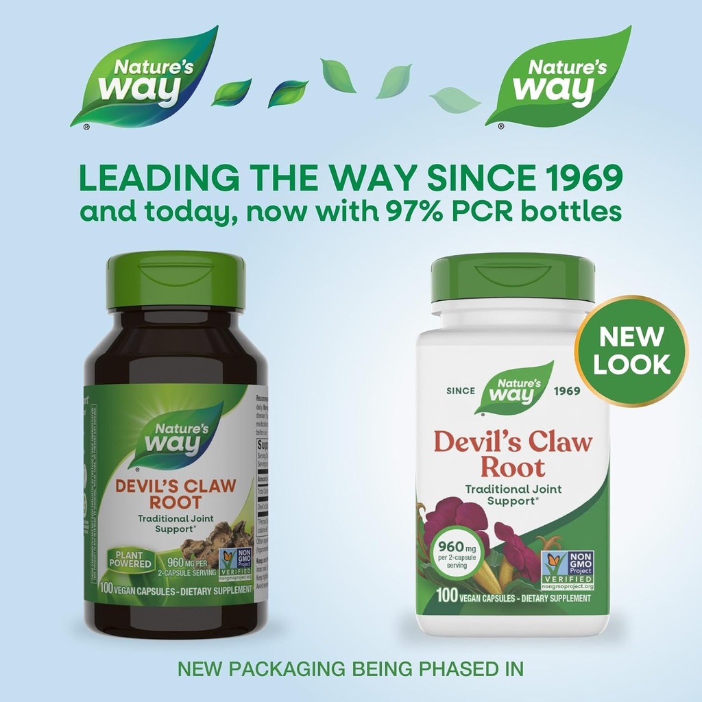 Nature’s Way Devil's Claw Root, Traditional Joint Support*, 960 mg per 2-Capsule Serving, Gluten-Free, Non-GMO Project Verified, 100 Vegan Capsules (Packaging May Vary) 3