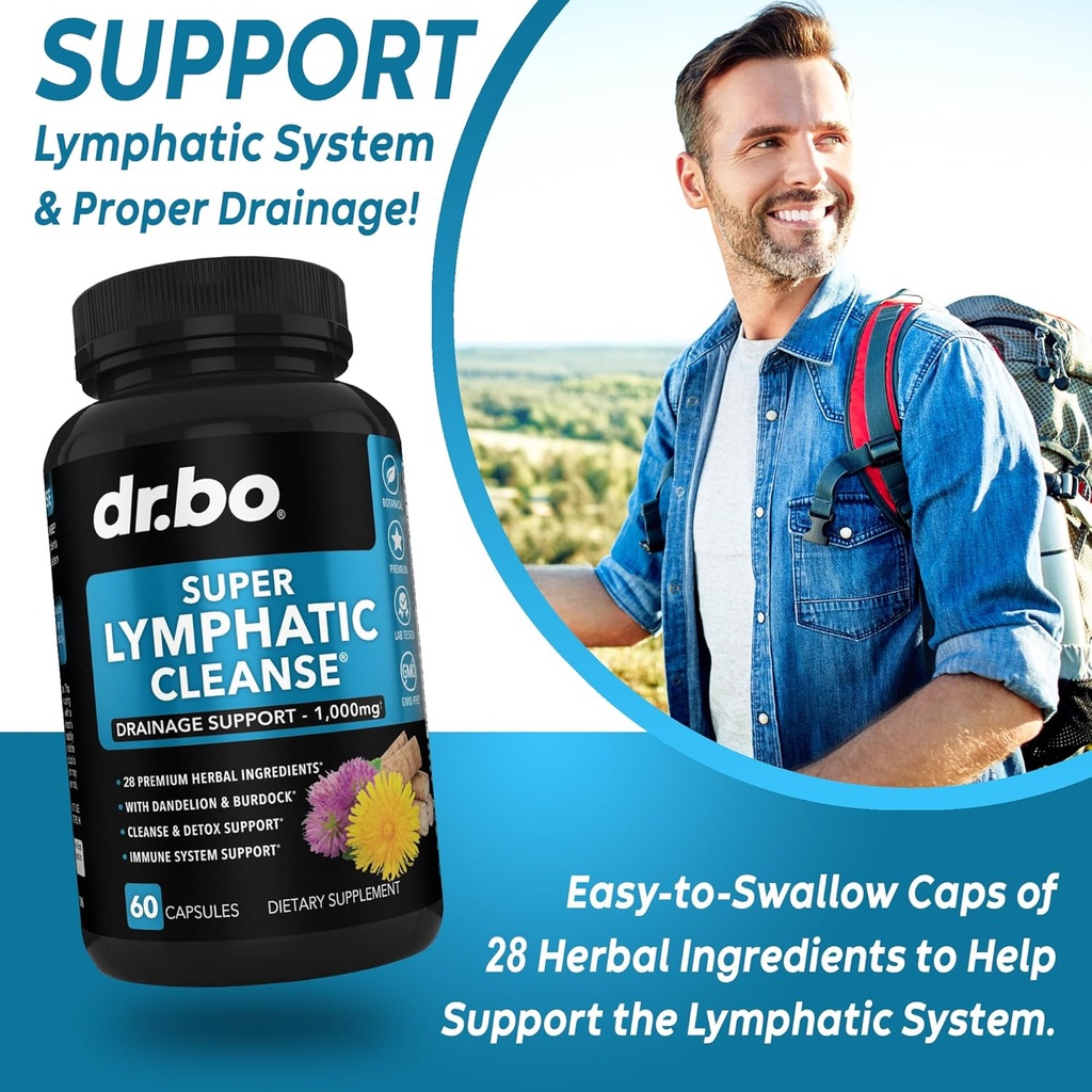 Thyroid Support & Lymphatic Drainage Supplements - Thyroid Supplement Complex Vitamin & Lymphatic Support Total Herbal Cleanse Products with Echinacea - Lymph Node Detox Cleanse System Drainage 6