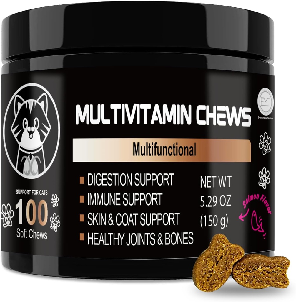 V-EST Cat Multivitamin Multifuncional– Supports Immune System, Joint Health & Skin Wellness – Healthy Treat for Indoor Cats –Easy-to-Chew Tablets – Vitamins for Cats 2