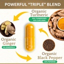 Organic Turmeric Curcumin Capsules - Includes Organic Ginger and Black Pepper Extracts | Certified Organic by USDA | 100% Natural Herbal Supplement | 60 Pills 5