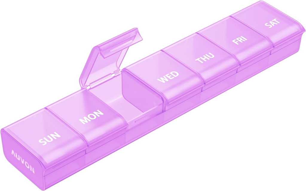 AUVON Weekly Pill Organizer with Effortless Opening Design, Arthritis Friendly Pill Box, BPA-Free Pill Organizer 7 Day, Cute & Portable Pill Case for Vitamins, Supplements and Medications 2
