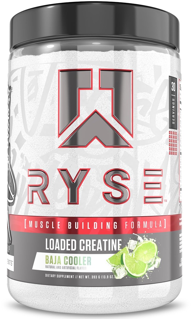 RYSE Loaded Creatine for Men & Women - Baja Cooler - Muscle Building Formula with 3 Forms of Electrolytes, Betaine Anhydrous and Peak ATP - Strength, Power & Endurance Support - 30 Servings