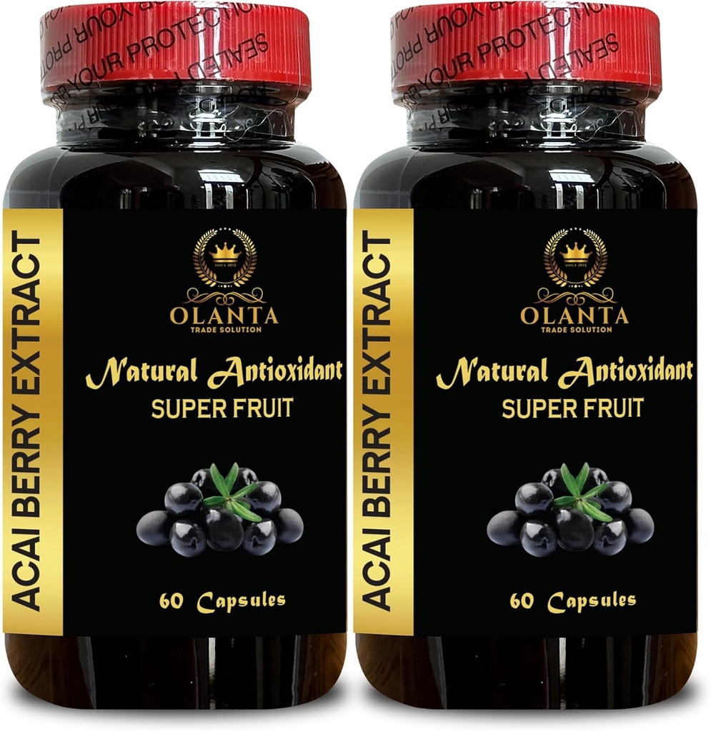 ACAI Berry Extract - Superfood from Chile Antioxidants, Immune Support for Women and Men, Natural Wellness Support, Acai for Energy - 2 Bottles 120 Capsules