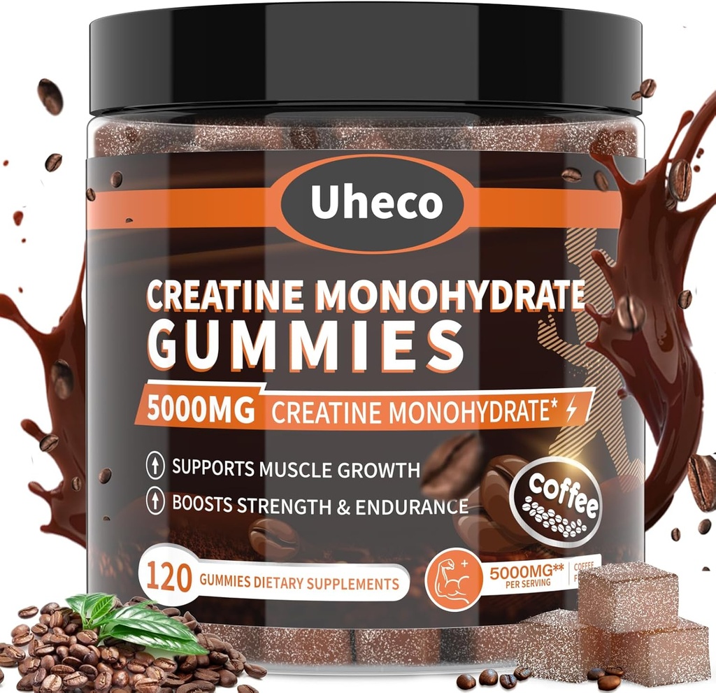 Coffee Flavor Creatine Monohydrate Gummies 5000mg for Men & Women,Contains L-Taurine + Vitamin B12, Betaine, L-Citrulline for Muscle Strength, Improve Exercise Endurance -116 Count
