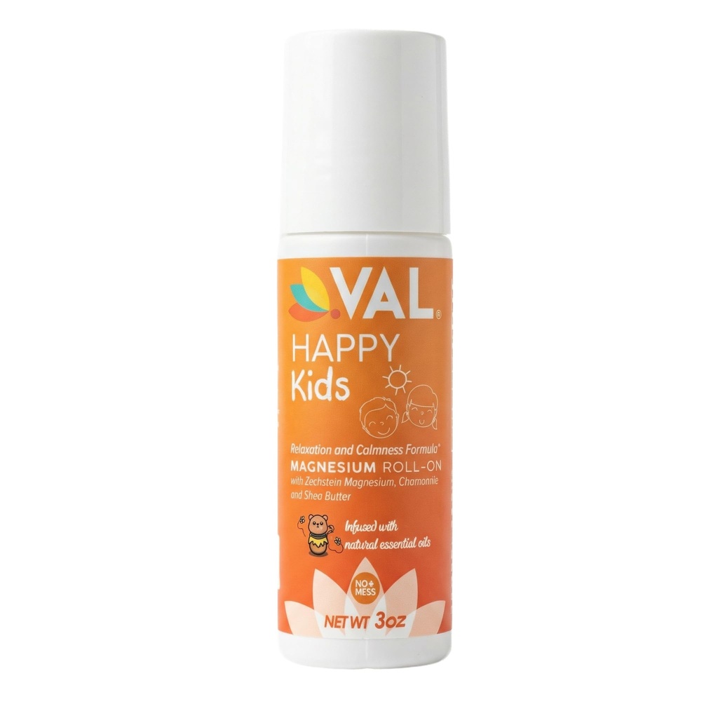 VAL Magnesium Roll-On for Kids | Gentle Zechstein Magnesium Chloride | Relaxation for Daytime & Bedtime | Calm & Mood Support | with Chamomile, Shea Butter & Essential Oils | USA Made | 3oz