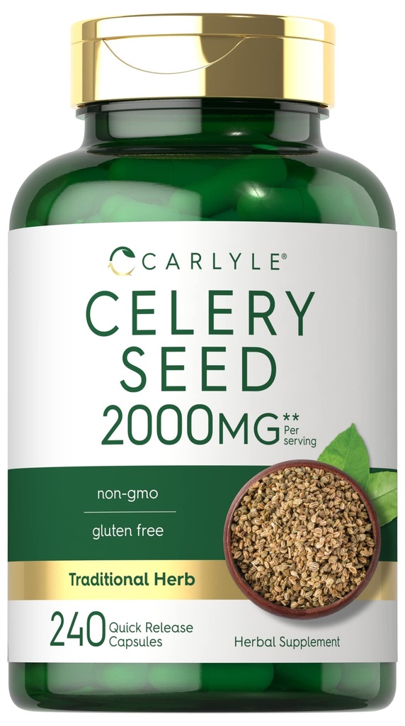Carlyle Celery Seed Extract Capsules | 240 Count | Traditional Herb Supplement | Non-GMO and Gluten Free Formula