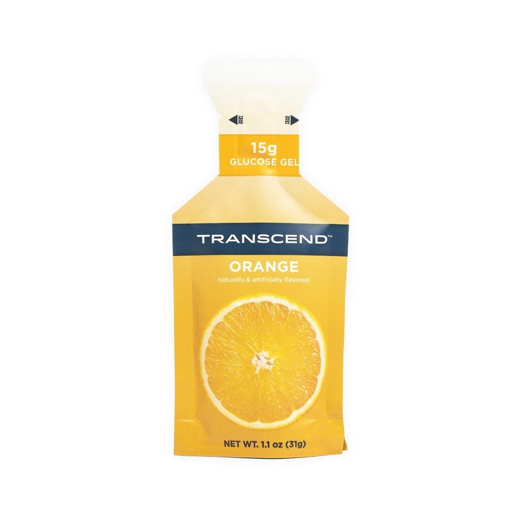 Transcend Foods Orange Gel (1.1 oz, Pack of 24) Fast-Acting Carb Gel Orange Flavor – Caffeine Free, Gluten Free