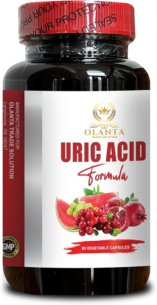 URIC Acid - Urinary Tract Support with Cranberry, Chanca Piedra, Tart Cherry, Uric Acid Support Capsules, Uric Acid Level Support - 1 Bottle 60 Capsules