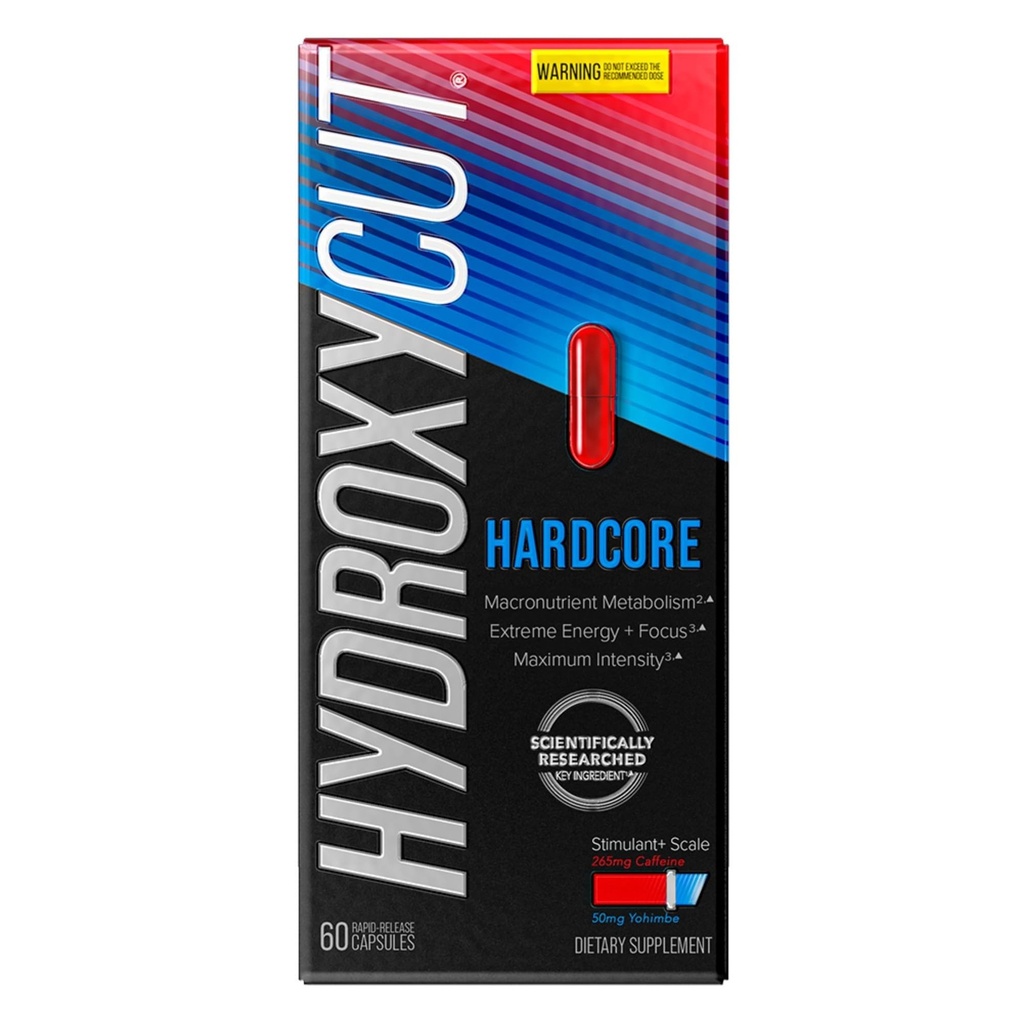 Hydroxycut Hardcore - Thermogenic Supplement - Energy & Metabolism Support - 265 mg Caffeine Anhydrous, 50 mg Yohimbe Extract - Rapid Release Capsules - for Men & Women - 60 Count