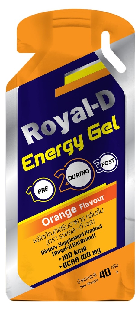 Royal-D Energy Gels for Running - Energy Gel Running Gels Sports Gels for Runners Energy Gel for Cycling Energy Gel for Running 20-count 40g Orange Flavor